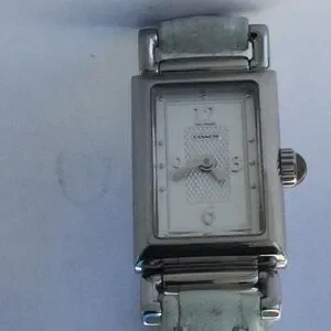 Coach | Accessories | Coach Rectangular Silver And White Watch | Poshmark